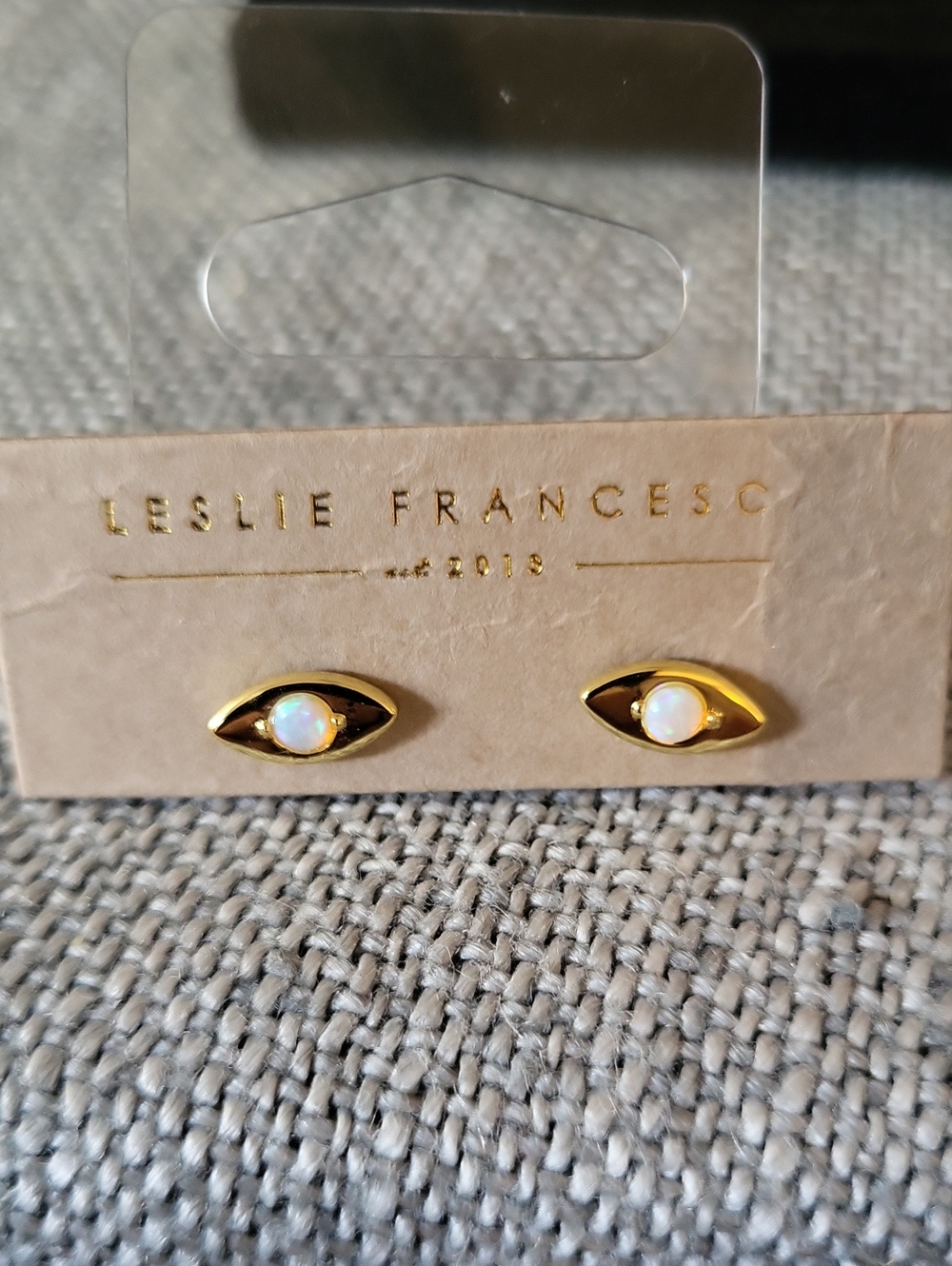 Leslie Francesca Gold Evil Eye Stud Earrings With Opals